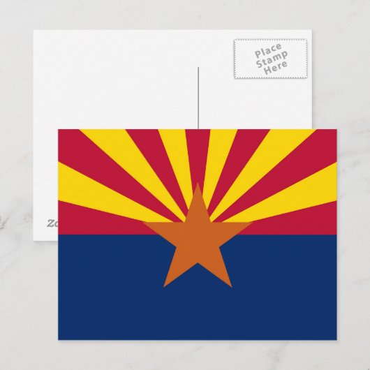 Briefkaart met vlag van Arizona State - Verenigde  (Voorkant / Achterkant)