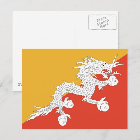 Briefkaart met vlag van Bhutan (Voorkant / Achterkant)