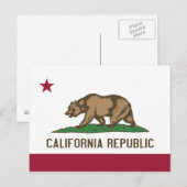 Briefkaart met vlag van Californië - Verenigde Sta (Voorkant / Achterkant)