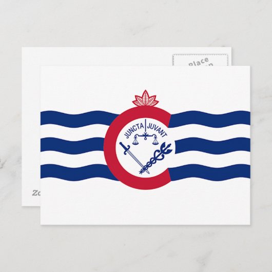 Briefkaart met vlag van Cincinnati, Ohio (Voorkant / Achterkant)