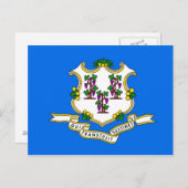 Briefkaart met vlag van Connecticut - Verenigde St (Voorkant / Achterkant)