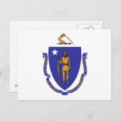 Briefkaart met vlag van de staat Massachusetts - V (Voorkant / Achterkant)