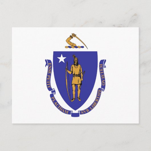 Briefkaart met vlag van de staat Massachusetts - V (Voorkant)