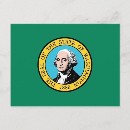 Briefkaart met vlag van de staat Washington - Vere (Voorkant)