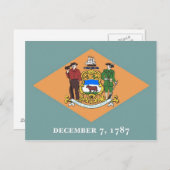 Briefkaart met vlag van Delaware State - Verenigde (Voorkant / Achterkant)