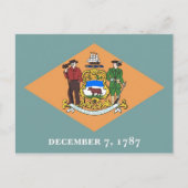 Briefkaart met vlag van Delaware State - Verenigde (Voorkant)
