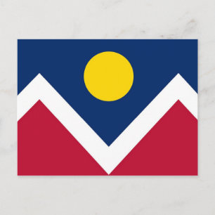 Briefkaart met vlag van Denver, Colorado State - V