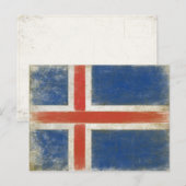 Briefkaart met vlag van IJsland (Voorkant / Achterkant)