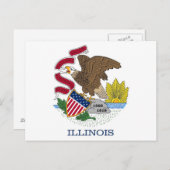 Briefkaart met vlag van Illinois State - Verenigde (Voorkant / Achterkant)