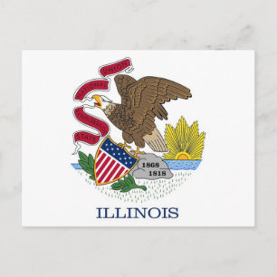 Briefkaart met vlag van Illinois State - Verenigde