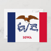Briefkaart met vlag van Iowa State - Verenigde Sta (Voorkant / Achterkant)