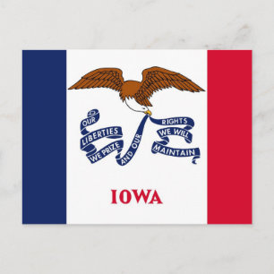 Briefkaart met vlag van Iowa State - Verenigde Sta
