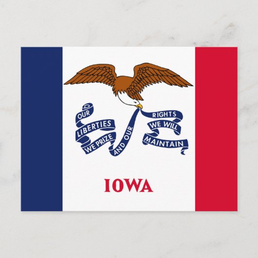 Briefkaart met vlag van Iowa State - Verenigde Sta (Voorkant)