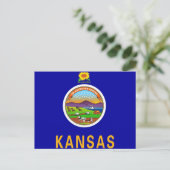 Briefkaart met Vlag van Kansas State - Verenigde S (Staand voorkant)