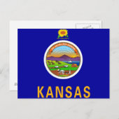 Briefkaart met Vlag van Kansas State - Verenigde S (Voorkant / Achterkant)