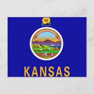 Briefkaart met Vlag van Kansas State - Verenigde S