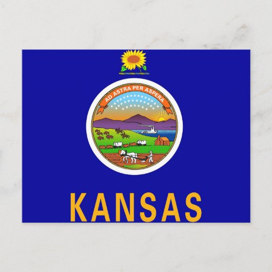 Briefkaart met Vlag van Kansas State - Verenigde S (Voorkant)