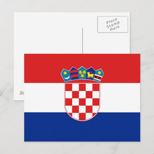Briefkaart met vlag van Kroatië (Voorkant / Achterkant)