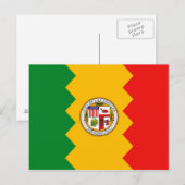 Briefkaart met vlag van Los Angeles, Californië (Voorkant / Achterkant)