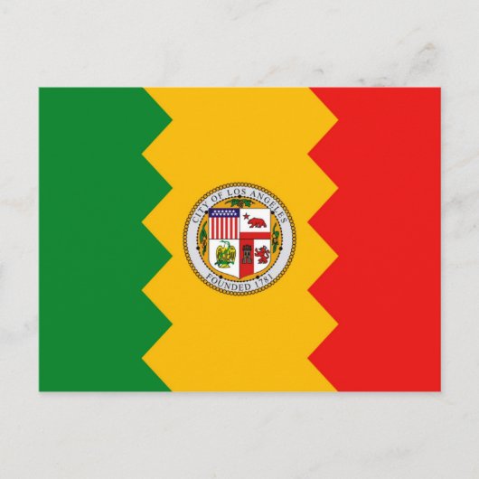 Briefkaart met vlag van Los Angeles, Californië (Voorkant)