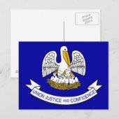 Briefkaart met Vlag van Louisiana - Verenigde Stat (Voorkant / Achterkant)