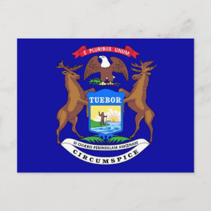 Briefkaart met vlag van Michigan State - Verenigde