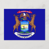 Briefkaart met vlag van Michigan State - Verenigde (Voorkant)