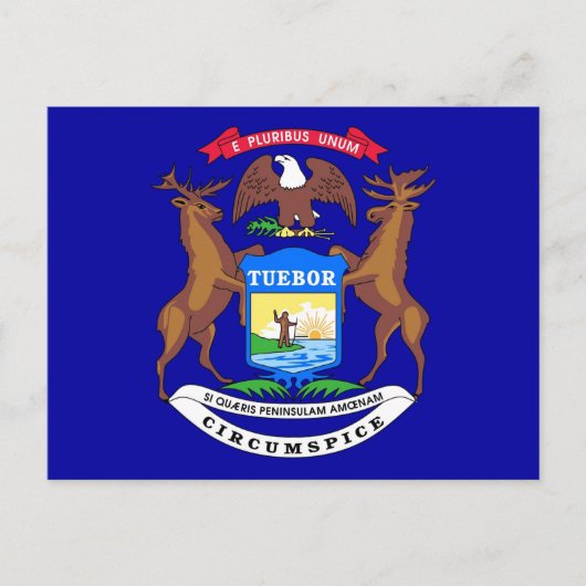 Briefkaart met vlag van Michigan State - Verenigde (Voorkant)