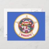 Briefkaart met vlag van Minnesota - Verenigde Stat (Voorkant / Achterkant)