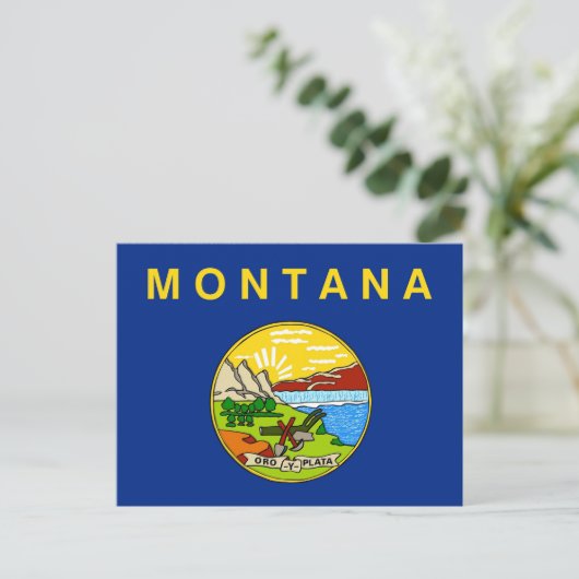 Briefkaart met vlag van Montana State - Verenigde  (Staand voorkant)