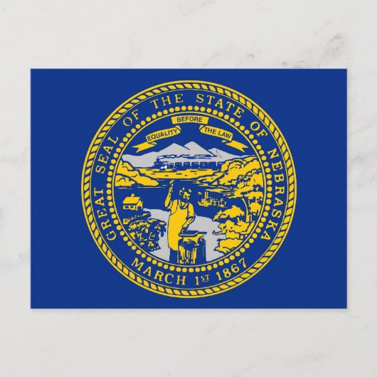 Briefkaart met vlag van Nebraska - Verenigde State (Voorkant)