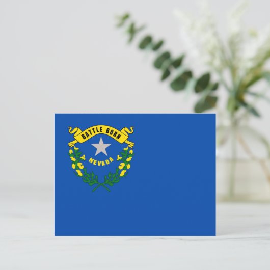 Briefkaart met vlag van Nevada State - Verenigde S (Staand voorkant)