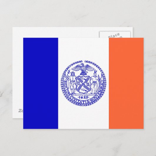 Briefkaart met vlag van New York - Verenigde State (Voorkant / Achterkant)