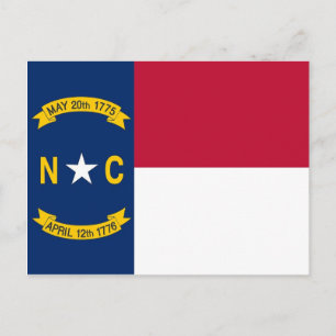 Briefkaart met vlag van North Carolina State - Ver