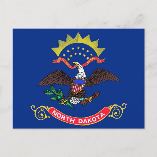 Briefkaart met vlag van North Dakota State - Veren (Voorkant)