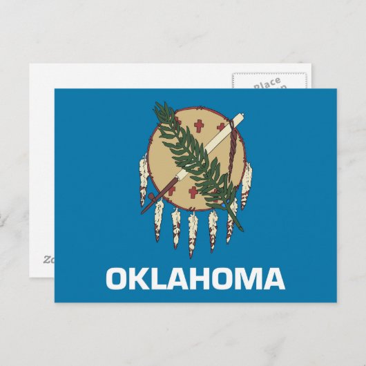 Briefkaart met vlag van Oklahoma State - Verenigde (Voorkant / Achterkant)