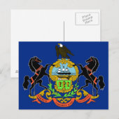 Briefkaart met vlag van Pennsylvania State - Veren (Voorkant / Achterkant)