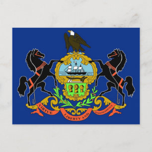 Briefkaart met vlag van Pennsylvania State - Veren