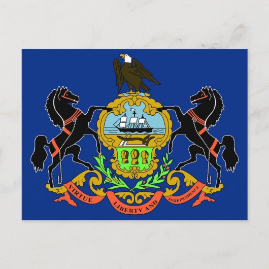 Briefkaart met vlag van Pennsylvania State - Veren (Voorkant)