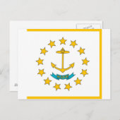 Briefkaart met vlag van Rhode Island State - Veren (Voorkant / Achterkant)