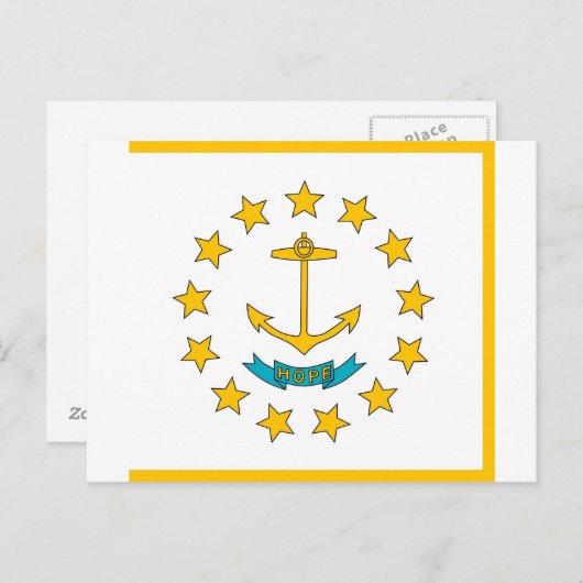 Briefkaart met vlag van Rhode Island State - Veren (Voorkant / Achterkant)