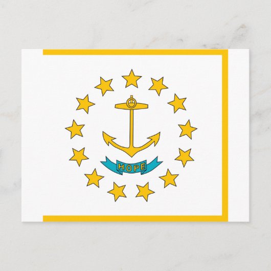 Briefkaart met vlag van Rhode Island State - Veren (Voorkant)