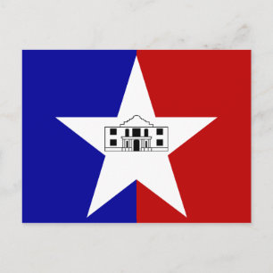 Briefkaart met vlag van San Antonio City, Texas, V
