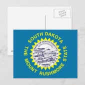 Briefkaart met vlag van South Dakota State - Veren (Voorkant / Achterkant)