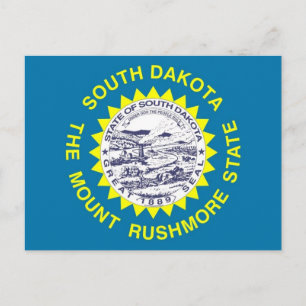 Briefkaart met vlag van South Dakota State - Veren