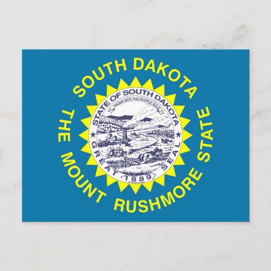 Briefkaart met vlag van South Dakota State - Veren (Voorkant)