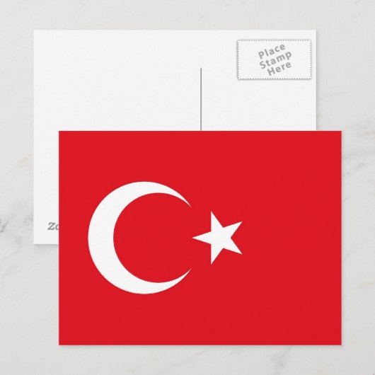 Briefkaart met vlag van Turkije (Voorkant / Achterkant)