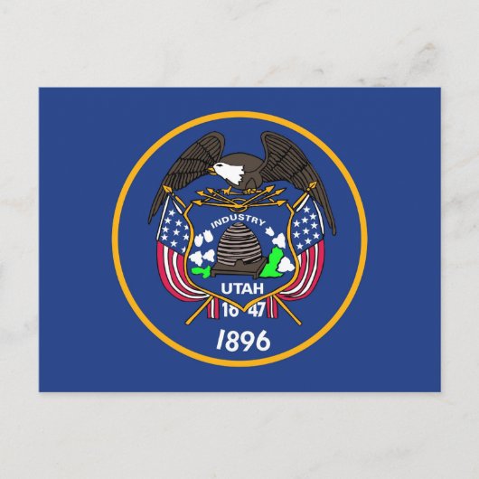 Briefkaart met Vlag van Utah State - Verenigde Sta (Voorkant)