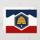 Briefkaart met vlag van Utah, Verenigde Staten (Voorkant / Achterkant)