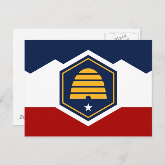 Briefkaart met vlag van Utah, Verenigde Staten (Voorkant / Achterkant)